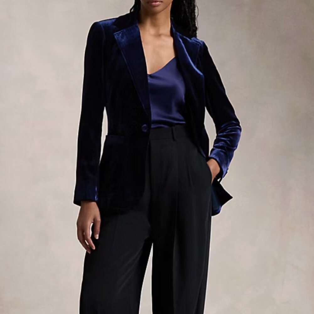 NWOT Talbots Women's Navy Velvet Jacket